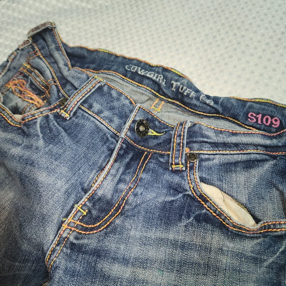 COWGIRL TUFF EUC WOMENS SZ 27 X 33 S109 DENIM BLUE JEANS PANTS - Picture 4 of 10